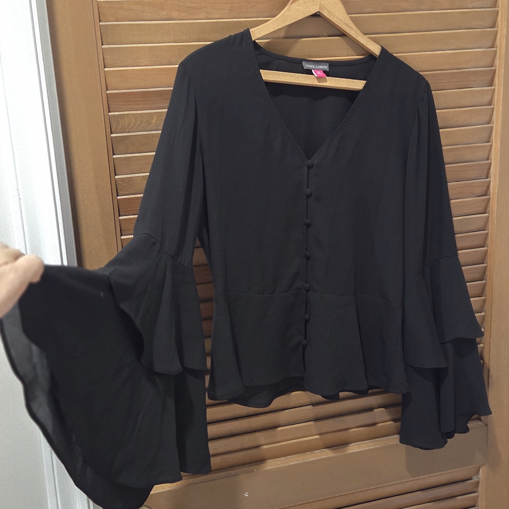 Vince Camuto Women's Black Top Goth Whimsicore Vampire Fairy Grunge Size Medium